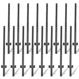 Toriexon Fence Posts 4.8 Feet - 16 Pack, Heavy Duty Metal Fence Post, No Dig U Post for Farm, Garden, Orchard and Outdoor Wire Fencing (Black)