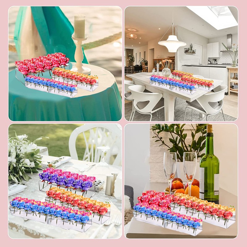 Acrylic Flower Vase Clear Rectangular Centerpiece Box Home Decoration for