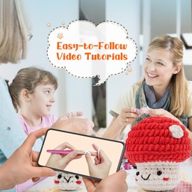 LetCartMaker Häkelset für Anfänger, Pilz-Häkelset, Häkel-Starter-Set mit Schritt-für-Schritt-Video-Tutorials, Geburtstags-, Feiertagsgeschenk für Kinder und Erwachsene