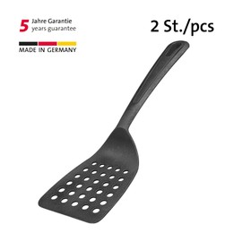 Westmark Set of 2 Spatulas, Wide Surface and Special Flattened Edge, Plastic, Gentle, Black, 283722E3, 310 x 93 x 35 mm