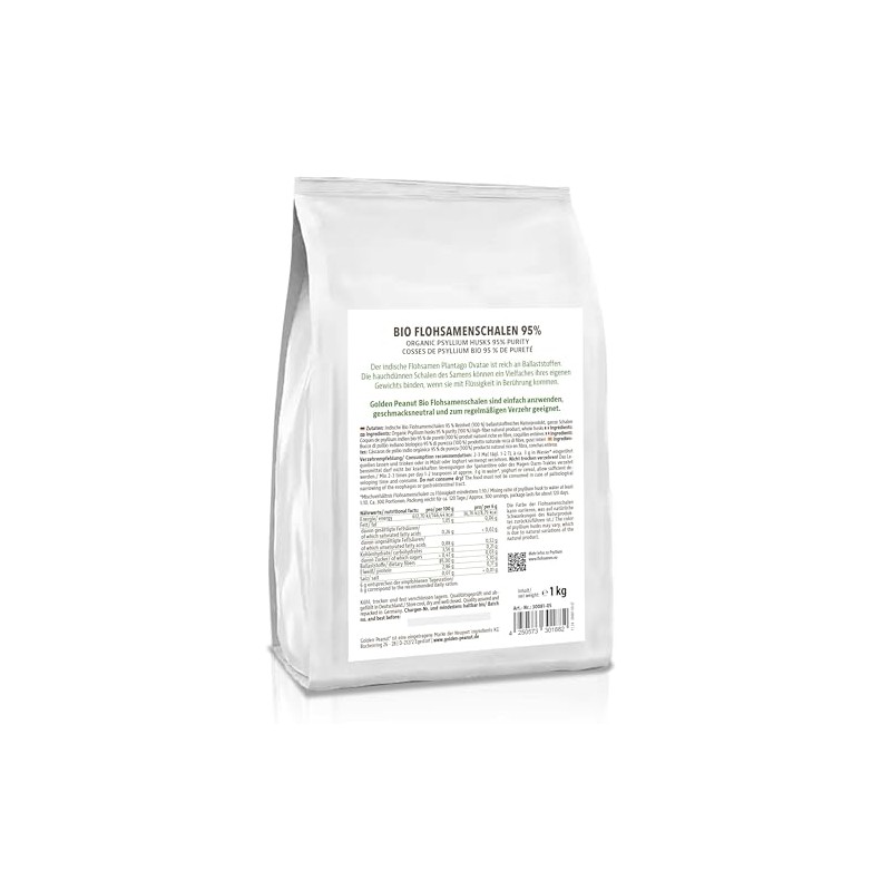 GOLDEN PEANUT Psyllium Husks Organic 1 kg 95% Purity, India,