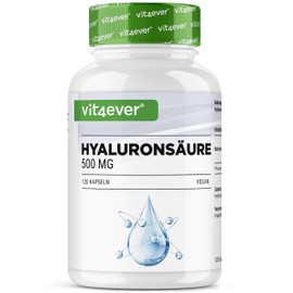Hyaluronsäure - 120 Kapseln mit 500 mg Hyaluron für 4 Monate – 500-700 kDa – Aus pflanzlicher Fermenation - Ohne unerwünschte Zusätze, hochdosiert, vegan