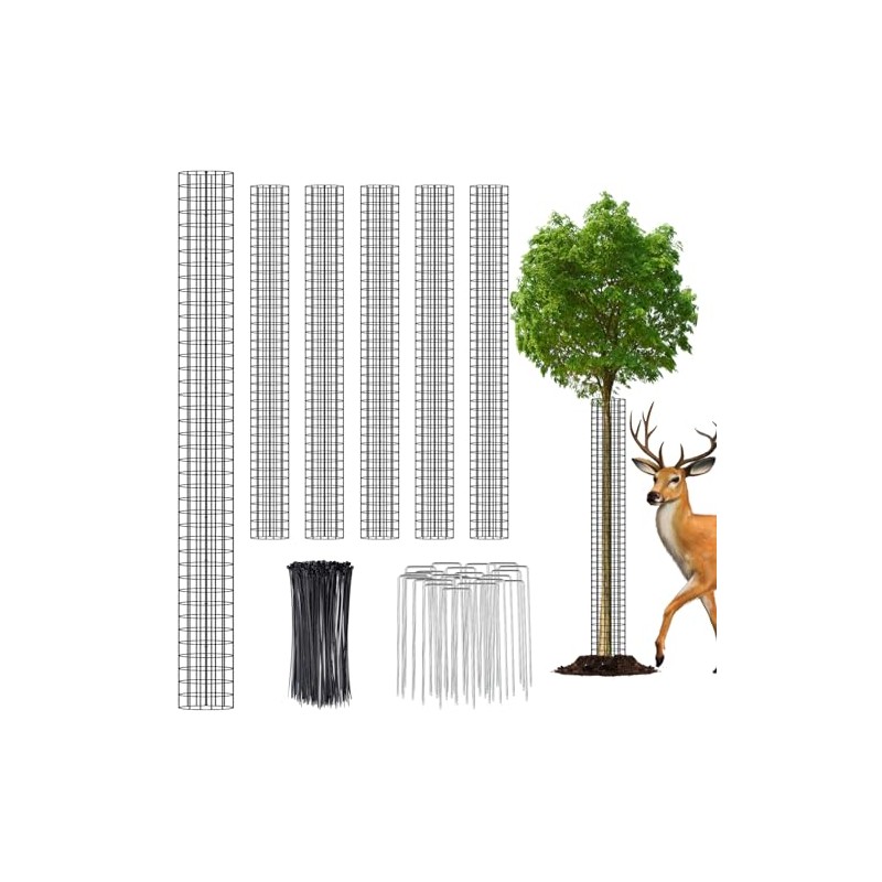 UJG 6PCS 48'' Metal Tree Protectors from Deer, Mesh Tree