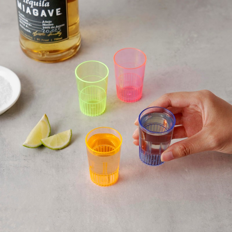 True Multicolor Plastic Party Shot Glasses, 1.5 Ounce Disposable Shot