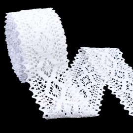 Cinta de encaje blanca de 8 yardas de encaje de ganchillo de algodón para manualidades, envoltura de paquetes de regalo, decoración de boda nupcial, suministros de álbumes de recortes
