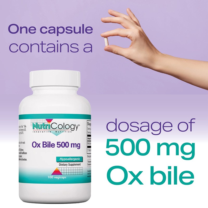 Nutricology Nutricology, Ox Bile, 500mg per Serving, High Strength, 100