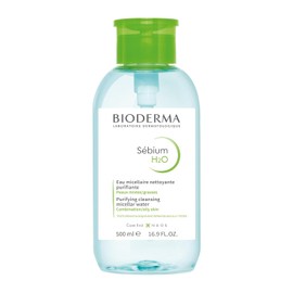 BIODERMA, Agua Micelar, Sébium H2O Pump, Desmaquillante para Piel Grasa, Remueve Impurezas y Controla el brillo, 100ML