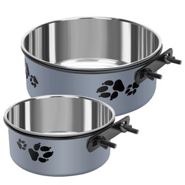 Kennel Water Bowl, Stainless Steel Dog Crate Water Bowl No Spill, 2 Pack Hanging Dog Bowls for Kennel Cage,Metal Pet Dog Food Dish Feeder for Dogs Cats
