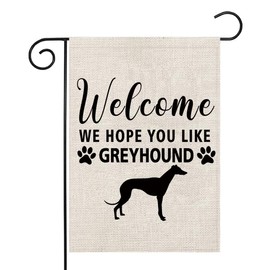 PWHAOO Greyhound Garden Flag Welcome We Hope You Like Greyhound Garden Flag Greyhound Dog Welcome Flag Garden Decor (YOU LIKE GREYHOUND F)