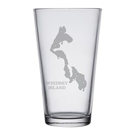 Whidbey Island Map Engraved Pint & Beer Glasses (Set of 2)