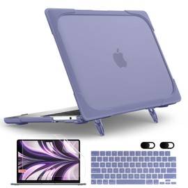 MEEgoodo Case for M3 MacBook Air 13.6 inch Case 2024 2022 A3113 A2681 with M3 M2,Heavy Duty Rugged Shockproof Laptop Hard Shell with Keyboard Cover Compatible with MacBook Air 13.6" Case,Lavender Grey