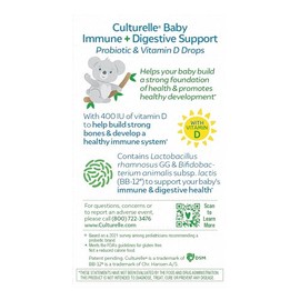 Culturelle Gotas probióticas para bebés + vitamina D, apoyo para la salud inmune y digestiva para bebés, bebés y recién nacidos de 0 a 12 meses, sumin