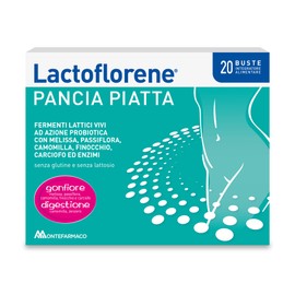 Lactoflorene Pancia Piatta, Fermenti Lattici, Probiotici, Senza Glutine Senza Lattosio Integratore con Probiotici, Enzimi ed Estratti vegetali (Finocchio) per il Gonfiore addominale (20 Bustine)