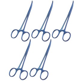 AAProTools 5 Blue Color Mosquito Locking Hemostat Forceps Curved 5" Ideal for All Types of Hobby and First Aid Kit