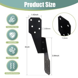 100 Pack Heavy Duty Hurricane Ties with Black Powder-Coated, Hurricane Straps Trusses/Rafters Ties Brackets Joist Hangers for Wood, Shed, Roof