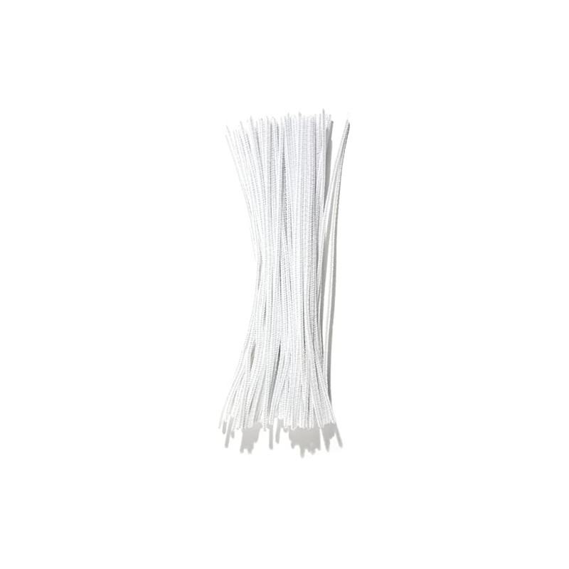 White Chenille Pipe Cleaners, 3mm x 12 inch, 100 Pack