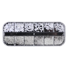 SGERUFZ 1 Schachtel Halbperlen Nail Art Charms, Klein Edelstahl-Perlen, Halbrunde Perlenkugeln, Nail Art Deko, für DIY Schmuckdekoration und Nagel Dekorationen