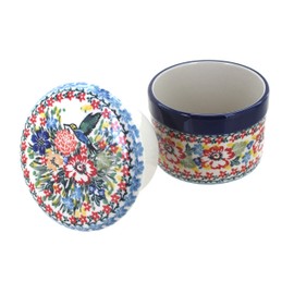 Blue Rose Polish Pottery Hummingbird French Butter Dish