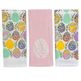 Serafina Home Easter Spring Kitchen Dish Towels: Ornate and Delicate Lace Egg Towels, 100% Cotton (Lace Eggs)