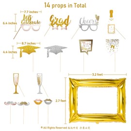 Cheerland Champagne Theme Photo Props for Silver and Gold Grad Party Photo Booth Eye Glasses, Wine Bottle, Mustache, Lips Party Decoration for Photo Background