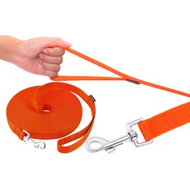 AmaGood Dog/Puppy Obedience Recall Training Agility Lead-15 ft 20 ft 30 ft 50 ft Long Leash-for Dog Training,Recall,Play,Safety,Camping(20FT,Orange)
