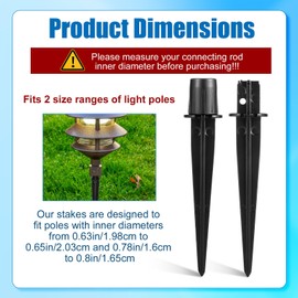 lasuroa 12pcs Solar Light Replacement Stakes, 5.31x0.78in Metal Replacement Stakes Solar Lights Spikes Outdoor Lighting Ground Stakes with Tape for Garden Landscape Yard Pathway(Black)