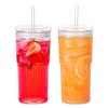 QWEZXO Glass Cups With Lids and Glass Straws，20 OZ High