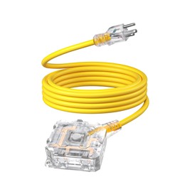 DEWENWILS 15FT Outdoor Extension Cord for Christmas, 6-Outlet with On/Off Switch & Waterproof Silicone Cover, 14/3 Gauge SJTW, Transparent Plug Tail, 15A/125V/1875W, ETL Listed