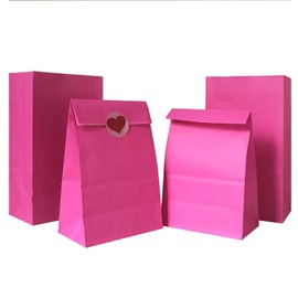 Artseen Party Favor Paper Bags for Party Celebration Treated Paper Bags 5.10X3.10X9.4 inches(24 CT)… (Megenta)