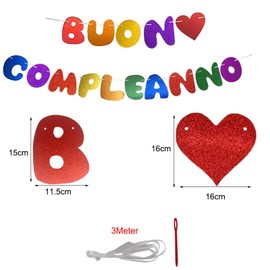 jenich Buon Compleanno Banner Happy Birthday Garland Happy Birthday Banner Birthday Garland Bunting for Hanging Birthday Decoration Happy Birthday Banner