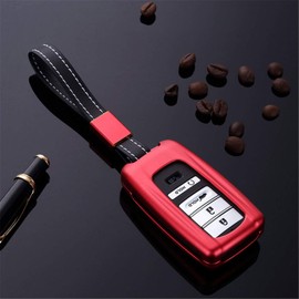 MissBlue New Car Key Fob Cover for Acura CDX MDX NSX RDX RLX TLX TLX-L Smart Remote Key, Aircraft Aluminum Car Key Case Cover Protector with Wrist Lanyard - Red