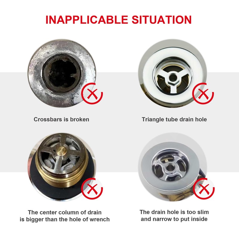 HAUTMEC Tub Drain Remover Wrench Tool Heavy Duty Aluminum Shower