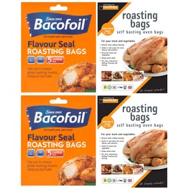 Roasting Bags for Ovens and Microwaves 10 Large Bags and 16 Medium Bags Flavour Seal Cooking Bags (2 x 5 Bags + 2 x 8 Bags)