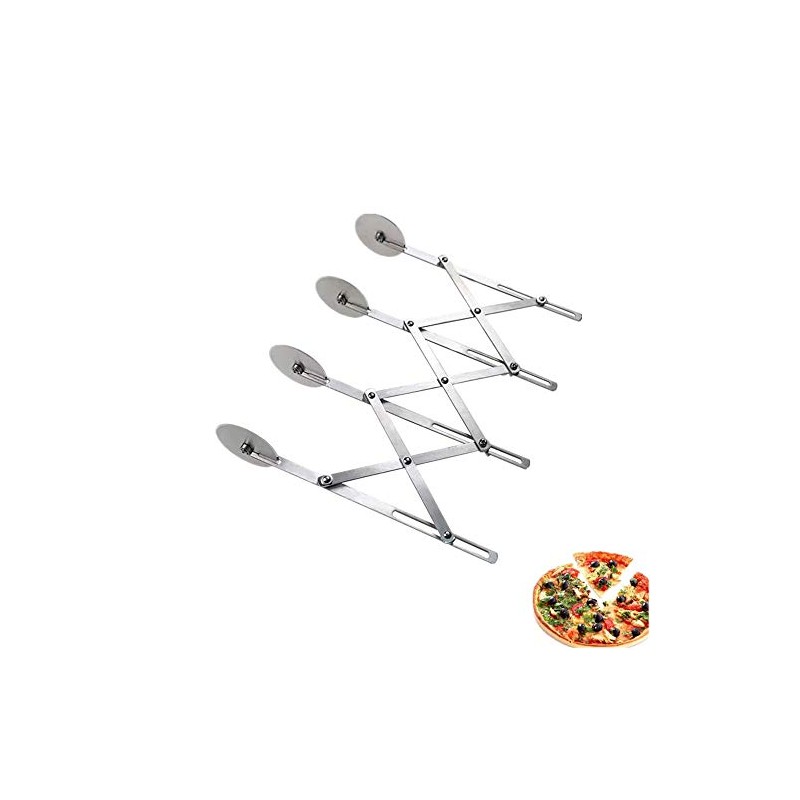 4 Wheel Stainless Steel Pastry Cutter,Expandable Pizza Slicer,Adjustable Cutter Roller