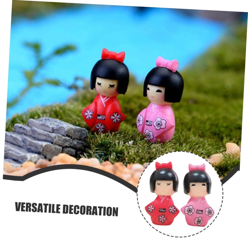 FELTECHELECTR Japanese Kimono Doll Set 6pcs Miniature Traditional Japanese Dolls