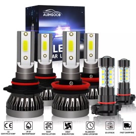 AUIMSOCO For 2007-2013 GMC Sierra 1500 2500 3500 Combo LED Headlight Hi/Lo Fog Light Kit