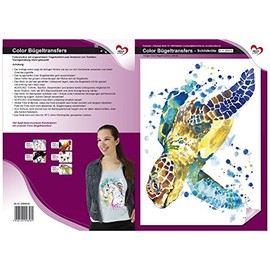 Colour iron-on transfer, DIN A4, turtle, decorate textiles such as T-shirts and bags with iron-on motifs, iron on pictures quickly and easily, DIY textile design