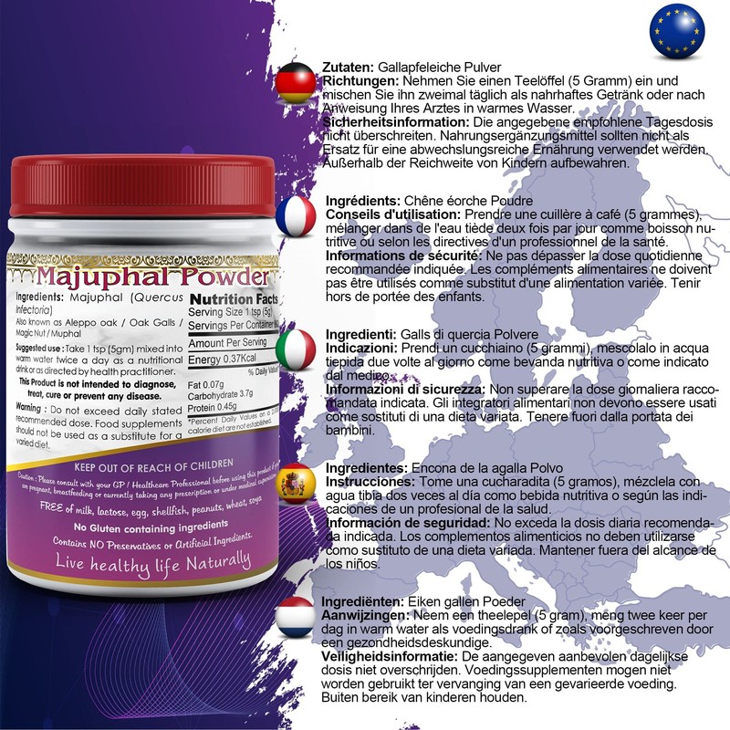 DivyaHerb Majuphal (Katalu Mayu) Powder, Natural, 100 grm (Pack of