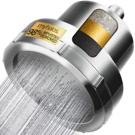 MyHalos® Filtered Shower Head for Hard Water Filter - High Pressure, Removes Chlorine - Shower Head Filter for Hard Water Softener Showerhead, Easy Install, For Hair & Skin, Filtering (Chrome)