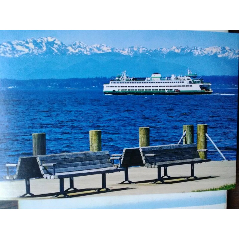 THE PACIFIC NORTHWEST CHROME POST CARD THE WATERFRONT SEATTLE JUMBO