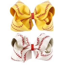 Baseball Hair Band, Baseball Bow Hair Clip Softball Sport Hair Bow for Women Girls Hair Tie Cheer Bows Hair Accessories TSFJ51 (White Clip)
