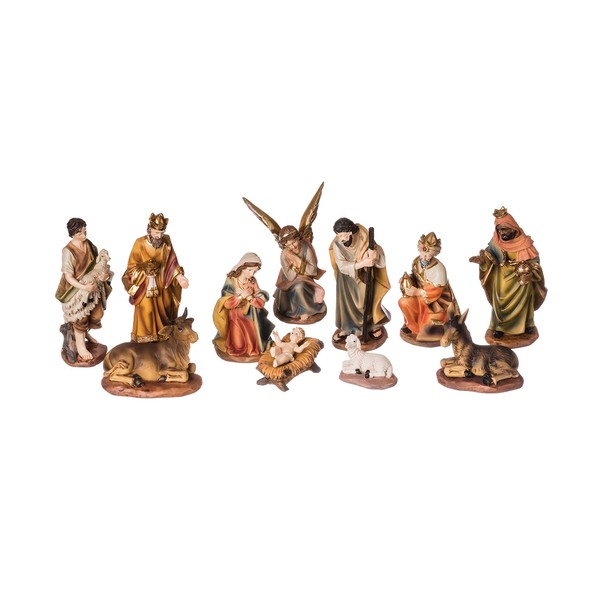 Roman - 11-PC Nativity Set, Color-Washed, 6" H, Resin and Stone Mix, Detailed, Realistic, Christmas Decor, Adorable Gift, Durable