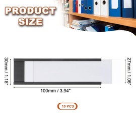 MECCANIXITY Magnetic Label Holders 3.94"x1.18" C Channel Rubber Magnetic with Clear Protectors & Paper for Metal Shelves Organize, Office File Cabinets Pack of 10