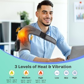 Shoulder Heating Pad, Heated Shoulder Wrap with Massage, Heated Shoulder Brace for Shoulder Vibration, Cordless Shoulder Heating Pads Shoulder Massager with Heat