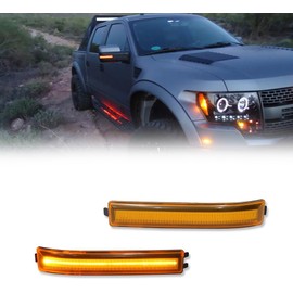 GTINTHEBOX Amber Lens Amber Led Side Mirror Marker Turn Signal Light Lamp for 2009-2014 Ford F150