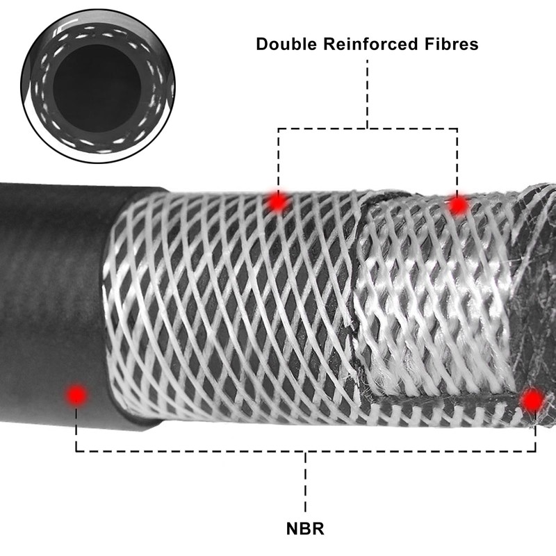 kuosbiu 1/4" Fuel Line Hose, 10FT SAE 30R10 300PSI High