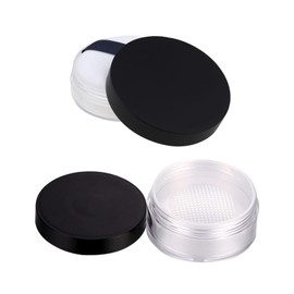 DFsucces Clear Loose Powder Case, 0.7 oz (20 g), Plastic Powder Case, Portable, Refill Container, Travel, Cosmetics, Divided Powder Container, Black