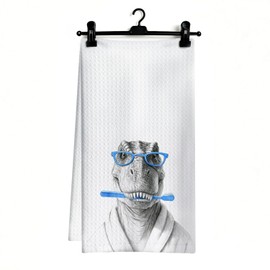 Ghoaoivo Funny Dinosaur Bathroom Hand Towels, Dinosaur Bathroom Decor, Dinosaurs Lover Gifts Decorative Hand Towels for Bath Room Washroom Restroom, 16x24 Inch