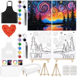 PAILIM 2 Pack Sip and Paint Kit for Adults Couples Painting Kit Pre Drawn Canvas to Paint at Home Date Night Party Favor Supplies Art Painting Set Couples Activity Starry 8x10