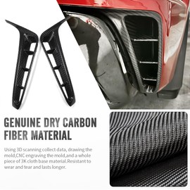 Dry Carbon Fiber Rear Bumper Air Vent Cover for Corvette C8 ZR1 Z06 E-Ray 2020 2021 2022 2023 2024 2025,Bumper Spoiler Lower Side Vent Trim (Glossy Carbon)